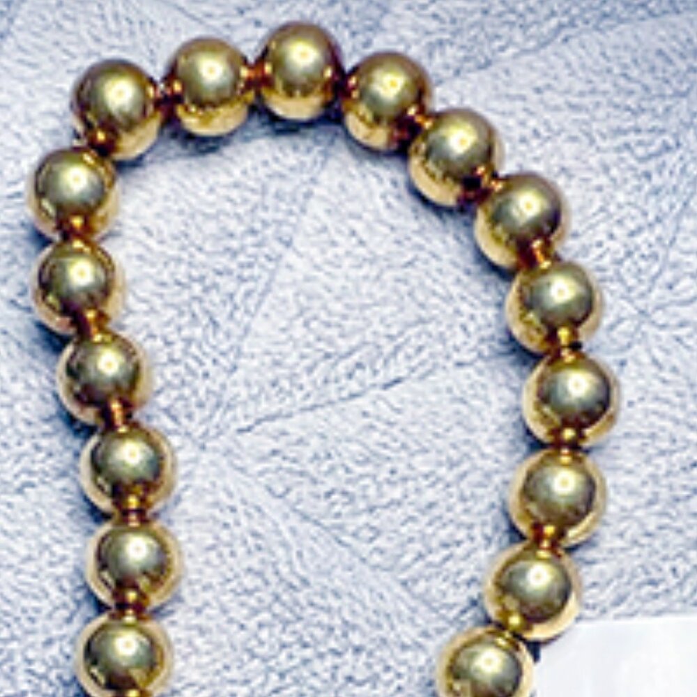 18k Gold Over Sterling Silver Beaded Bolo Bracelet - Picture 5 of 6
